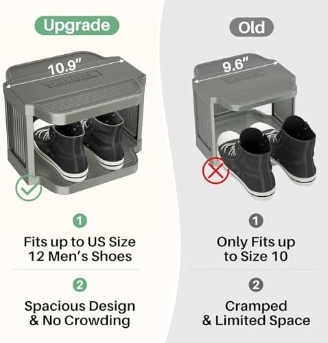 Kitstorack 8-Tier Vertical Plastic Shoe Rack, Freestanding Stackable Shoe Storage Organizer Cubes Shoe Shelf Tower or Small Closets and Tight Spaces, Gray — view 4