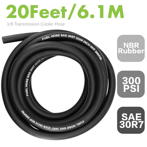 Image of Jeemiter 3 /8 inch ID x 20FT Fuel Line Hose SAE 30R7 Universal Replacement - with 10 Clamps for Gas, Oil, Diesel, Coolant Lines in Automotive, Marine & Outdoor Power Equipment