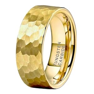 TUTISS 6mm 8mm Silver/Black/Gunmetal/Gold/Rose Gold Hammered Tungsten Rings for Men Women Couple Fashion Jewelry Engagement Wedding Bands Matte Finish Comfort Fit