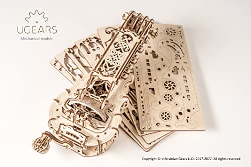 Ugears Mechanical Models 3-D Wooden Puzzle - Mechanical Hurdy-Gurdy Musical Instrument #TOP2