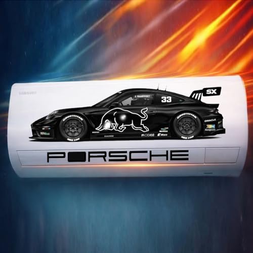 Image of Trending Porschhe 911 Racing AC Sticker, Air Conditioner Premium Vinyl, HD Gloss Finish, 24 Inches, for AC, Wall, Door, Glass (Black)