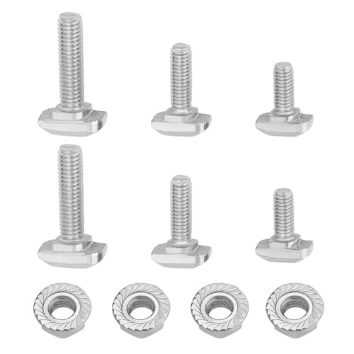 LT Easiyl 15 Juegos de Pernos de Inserción con Ranura en T M6 con Kits de Tuercas de Brida Hexagonales M6 Perno en Forma de T para Ranura en T Perfil de Aluminio Serie 30 de 8 Mm