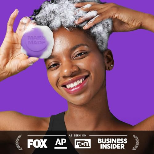 Image of MARS MADE Purple Toning Shampoo Bar 2.0 - Hydrating & Moisturizing Natural Hair Soap for Hair Color & Scalp Nourishment - Solid Shampoo for All Hair Types (120g, 4.23oz)