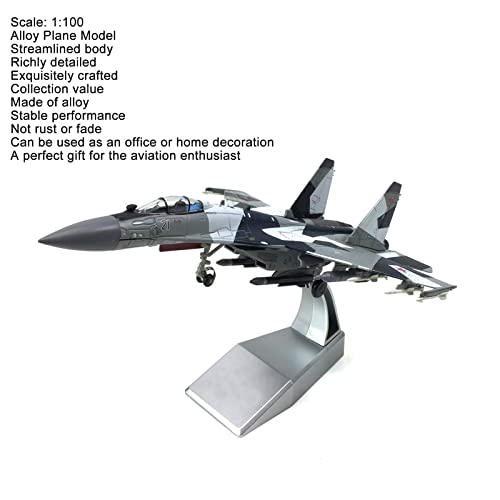 1:100 Su 35 Fighter Model, Collection Metal Military Attack Plane With Stand Base, Diecast Russian Fight Jet Toy Air Force Airplane For Home Car Decor Gift #TOP1