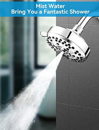 Odmj High Pressure Shower Head, 10 Settings Rain Shower Head, 4.72 Inch Fixed Shower Head, Adjustable Brass Ball Joint Fixed Showerhead With 2.5Gpm(Blue) And 1.75Gpm Flow Restrictor(Purple) #TOP1