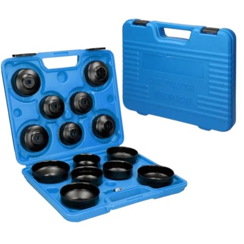 A.M.C. Set da 14 pezzi chiavi a tazza per filtro olio motore auto Smontaggio Rimozione