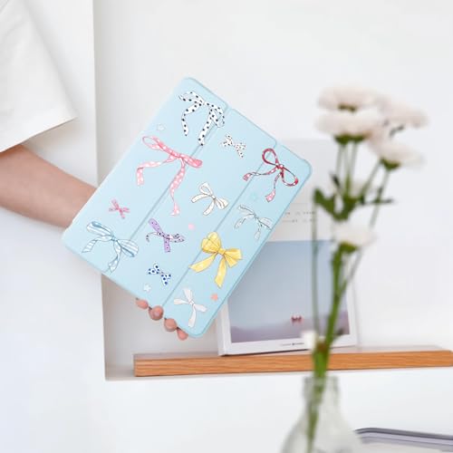Coque iPad 10,2 pouces en cuir bleu avec support stylet intégré - 2