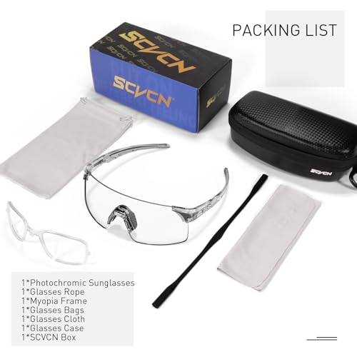 SCVCN Photochromic Cycling Glasses Frameless Sports sunglasses for Men Women - Ideal For Baseball, Bike, Golf, Running — view 6