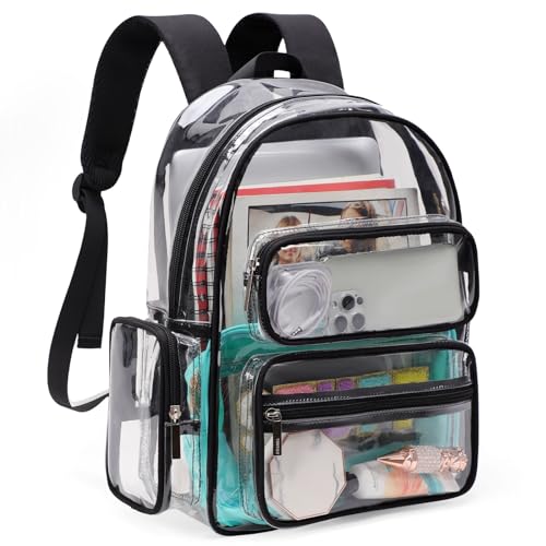 TINYAT Klarer Rucksack Holographic transparenter Rucksack Große Kapazität durchsichtige Taschen Stadiontauglich für Konzerte Sport