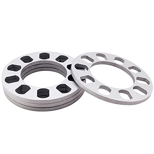 DCVAMOUS 8mm Universal Wheel Spacers Compatible with 5 Lug Vehicle - PCD from 108mm to 130mm- 4pc 5 16 Flat Wheel Spacer for 5X108 5X110 5X112 5X114.3 5X115 5X120 5X127 5X130 5X4.25 5X4.5 5X4.75 5X5