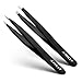 Precision Tweezers Set | Slant and Pointed Tip | Stainless Steel Tweezers for Eyebrows and Ingrown Hair | Hand-Filed Tips For Ultra Precision | Effortless Plucking | For Men and Women | Black