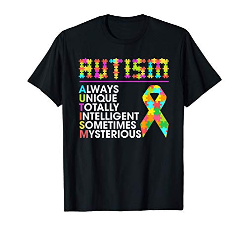 Autism Awareness Puzzle Piece Ribbon Design for Kid with ASD Maglietta