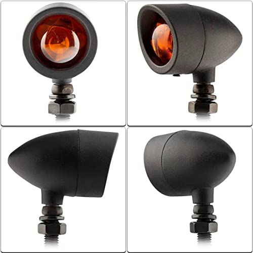 Besonder 4Pcs Motorcycle Turn Signals,3-Wire Aluminum Bullet Blinkers,Indicator Turn Signal Lights Amber Lamp For Harley Dyna, Honda, Yahama, Bobber,Suzuki & Kawasaki, Black #TOP1
