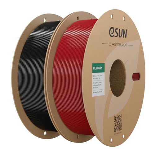 eSUN PLA Basic Filament 1.75mm, 1KG Spool (2.2 LBS) 3D Printer PLA Filament, Fits for Most FDM 3D Printers, Fire Engine Red+Black