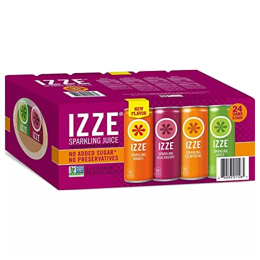 IZZE Sparkling Juice 4 Flavor Variety Pack - No Added Sugars and Preservatives - 90 Calories Per Can - Ready Set Gourmet Donate a Meal Program - 1 Pack (8.4oz., 24ct 6 of Each Flavor)