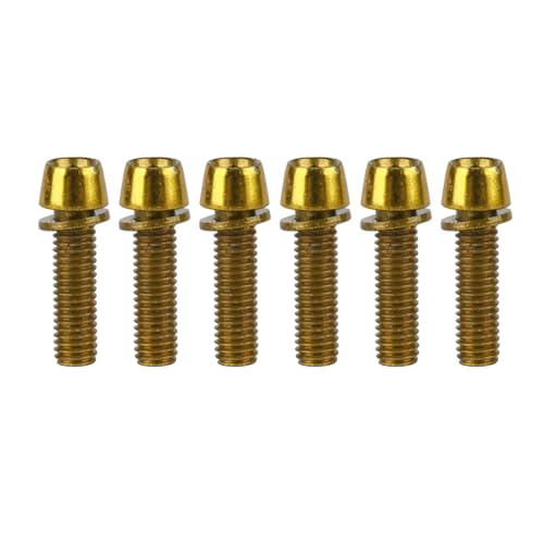 Image of Steel M5x18mm Bolts with Washer, Allen Hex Tapered Screw for Bicycle Stem, Pack of 6 (Gold)