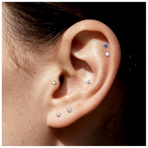 Vsnnsns 16G Tragus Helix Conch Piercing Jewelry For Women Stainless Steel Flat Back Forward Helix Tragus Conch Cartilage Lobe Earrings Studs Piercing Jewelry For Women Men Silver 6MM 16 Gauge by Vsnnsns - Image 5