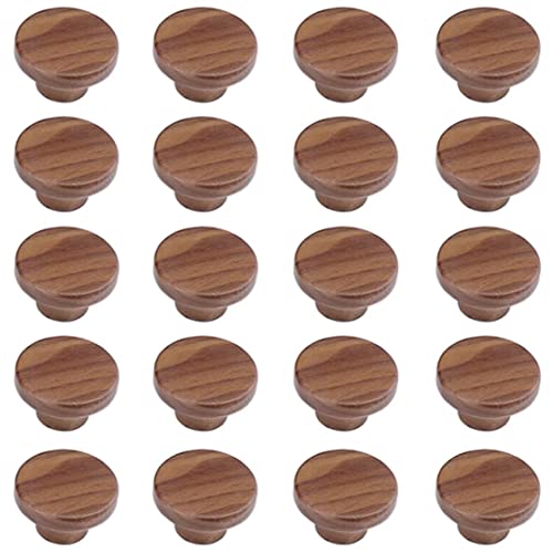 20 PCS Natural Woodcraft Handles Single Hole Dresser Pulls Drawer Handles Wooden Drawer Pulls Wardrobe Cupboard Knobs with Screw Solid Wood Wardrobe Knob for Closet Cabinet
