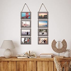 4x6 Hanging Collage Picture Frame Set, Rustic 8 Opening Horizontal Frames Display 4 by 6 Photos Prints for Wall Decor 4×6 Hanging Collage Picture Frame Set Rustic 8 Opening Horizontal Frames Display 4 by 6 Photos Prints for Wall Decor