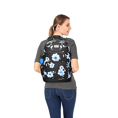 Mosiso 15.6-16 Inch 20L Laptop Backpack For Women, Polyester Anti-Theft Casual Daypack Bag With Luggage Strap&Usb Charging Port, Sampaguita Flower Travel Business Backpack, Black #TOP5