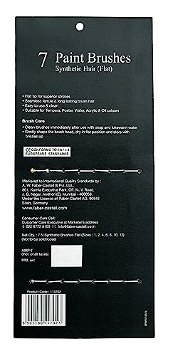 Faber Castell Synthetic Hair Flat Paint Brush, Assorted - Set of 7 - Image 3