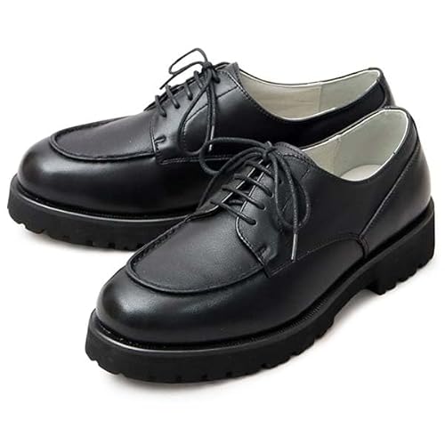 [グラベラ] 本革 革靴 ビジネスシューズ ドレスシューズ メンズ 4cmヒール 厚底 Uチップ スーツに合う 紐靴 通勤 革 レザー シューズ 靴 ブラック 黒 大人 きれいめ 仕事 フォーマル おしゃれ ブラック L(27.0cm相当) - glabella(グラベラ) - 商品画像