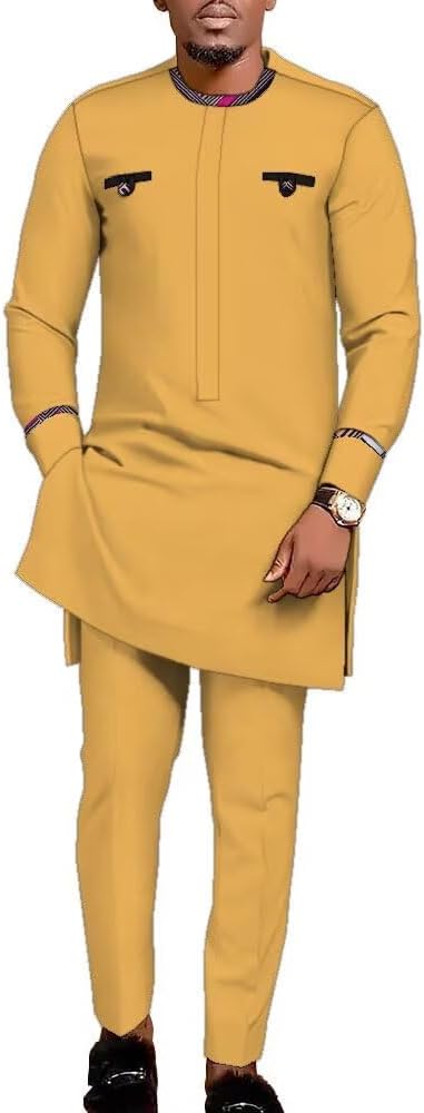 African Dashiki Suits Men African Clothes 2 Piece African Top and Pants Casual African Outfits for Men Wedding