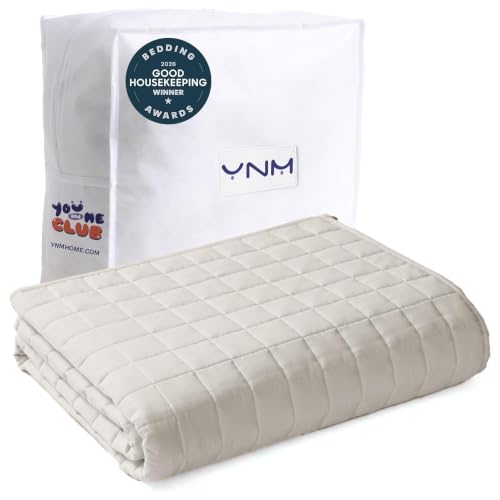 YnM 15lbs Weighted Blanket for Adults, Heavy Bed Throw Blanket with Cooling Glass Beads for All Season Use, Ideal for ~140lbs (60x80 Inches, Queen, Khaki)