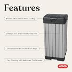 Keter Rockford Resin 38 Gallon Outdoor Kitchen Trash Can with Lid and Drip Tray for Easy Cleaning-Perfect for Patio Dining, Grey - Image 4
