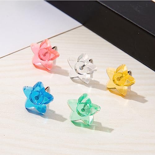 Misgirlot 200Pcs Multicolour Star Pushpins,Transparent Push Pins,Plastics Star Shaped Push Pins,Flat Push Pins For Wall Map Calendar Diy Photo Cork Board(Random Color) #TOP2