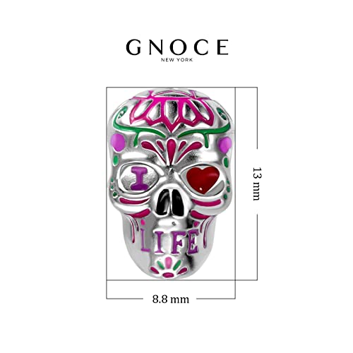 Image of GNOCE Skull Charm Bead Silver Pendant Dangle Charms fit Bracelet /Necklace Jewelry Gift for Women Men