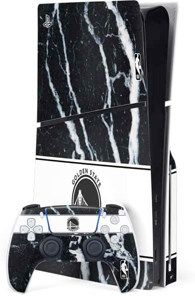 Skinit Decal Gaming Skin Compatible with PS5 Slim Disk Bundle - Officially Licensed NBA Golden State Warriors Marble Design