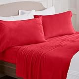 Picture of NY Loft Ultra Soft Micro Fleece Sheet Set | Full Size | Super Plush Sheets | Holiday Themed | Extra Deep Pockets | Cozy Warmth | Tribeca Collection (Full - Christmas Red)