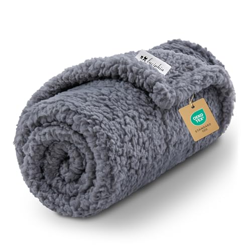 Image of Fluffy Premium Fleece Pet Blanket Soft Sherpa Throw for Dog Puppy Cat, Grey Large(41x31)