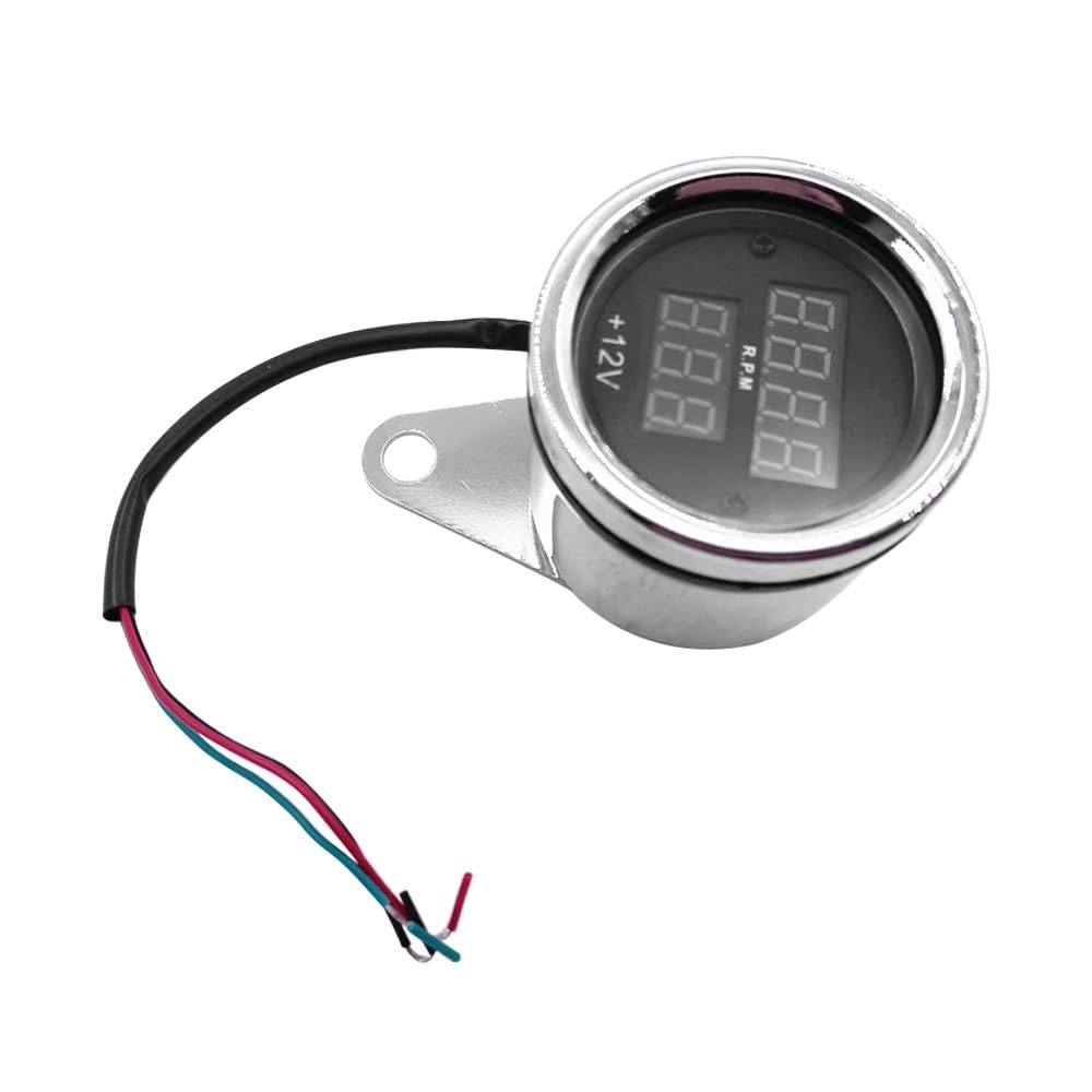 Motorcycle Odometer Gauge 12V Digital Motorcycle Tachometer Tachometer Gauge Oil Level Meter Iron Silver Speed Gauge Odometer