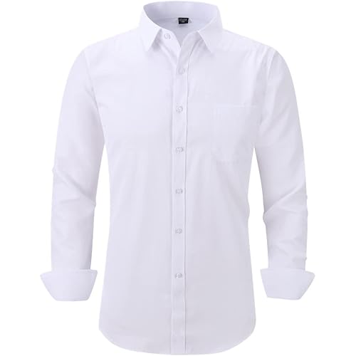 Long Sleeve Dress Shirts for Men - Regular-Fit Casual Button-Down Shirt with Pockets