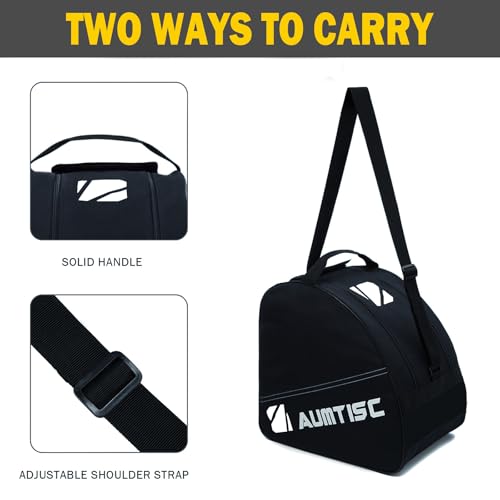 AUMTISC Juego de bolsa de esquí y bolsa para botas de esquí, bolsa de viaje de esquí duradera y acolchada, longitud ajustable, forro interior impermeable, se adapta a esquís de hasta 200 cm - imagen 3