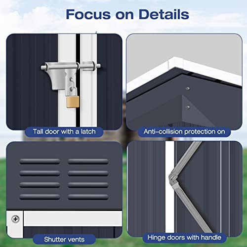 Lyromix 10' × 8' Metal Outdoor Storage Shed With Door & Lock, Waterproof Garden Storage Tool Shed With Base Frame For Backyard Patio, Black #TOP3