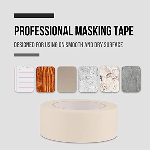 Image of Lichamp Wide Masking Tape 2 inches, 1.95 inches x 55 Yards x 10 Rolls | 10 Pack General Purpose Masking Tape Bulk Multipack for Basic Use, 550 Total Yards