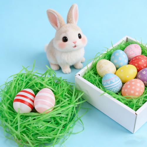 100g Ostergras, Ostergras Grün, Raffia Hamper Shreds, Geschreddertes Seidenpapier Grün, Füllmaterial Geschenk, Papier Geschenkverpackung für Party Verpackungsmaterial Füllmaterial für Geschenkbox