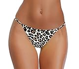 SHEKINI Damen Bikini Klassischer Verstellbare Bademode Brasilianer Niedrige Taille Tanga Bikinihose Badeanzug(S, Bikini Bottom-Leopard)
