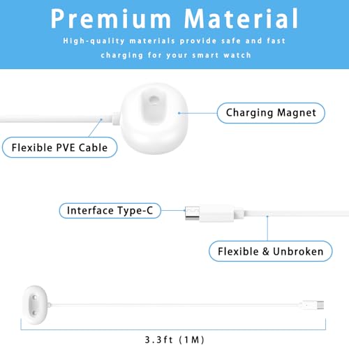 Cable de carga rápida tipo C compatible con Pixel Watch 4 de 41 y 45 mm 3