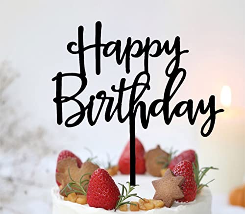 Cc Town Happy Birthday Cake Topper, Black Acrylic Durable Versatile Cake Topper For Birthday Party Decoration Ideas, Perfect Keepsake For Your Family And Friends #TOP2