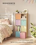 SONGMICS Cubes de stockage, ensemble de 6 Boîtes de rangement pliables sans odorat, 26 x 26 x 28 cm, Organisateurs de placards pour étagères, Bins de rangement arc-en-ciel, Corbeilles en tissu coloré pour chambre, Salon URFB226X01 | Organisateurs de placards pour plateau, bacs de rangement Rainbow, 10.2 x