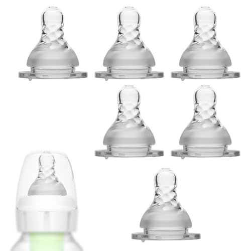 6 bicos de silicone para mamadeiras Dr. Brown's, bico de transição estreito de 3,8 cm, acessórios de substituição compatíveis com a mamadeira Dr. Brown