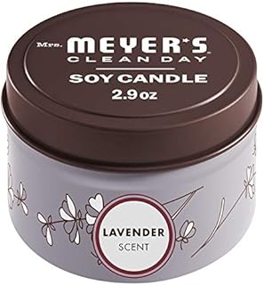 Mrs. Meyer's Soy Tin Candle, 12 Hour Burn Time, Made with Soy Wax and Essential Oils, Lavender, 2.9 oz