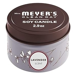 MRS. MEYER’S CLEAN DAY Soy Tin Candle, 12 Hour Burn Time, Made with Soy Wax and Essential Oils, Lavender, 2.9 oz