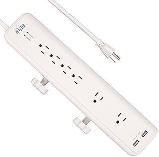 KMC 6-Outlet Surge Protector Power Strip Clamp Mount 7 Feet Cord with 2.4A