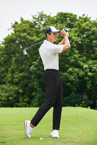 Pinspark Men'S Golf Pants Stretch Lightweight Quick Dry Pants Upf50+ Elastic Waist Pants With Zipper Back Pocket Joggers Black thumb #1