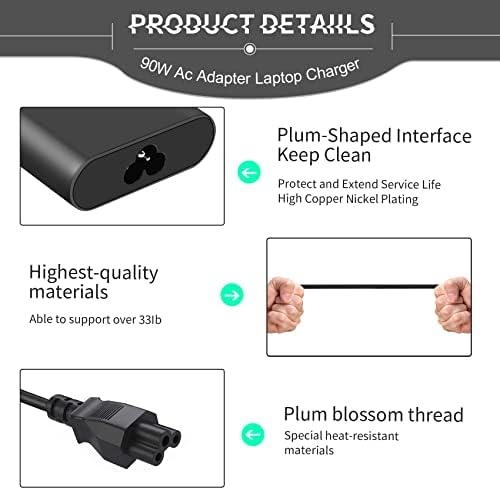 USB-C Laptop Charger, 90W Power Adapter Charger for Dell Latitude 11 13 5175 5179 12 5280 5288 5289 7280 7389 7390 2-In-1 XPS 12 9370 9365, MacBook Pro/Air and others Type C Device